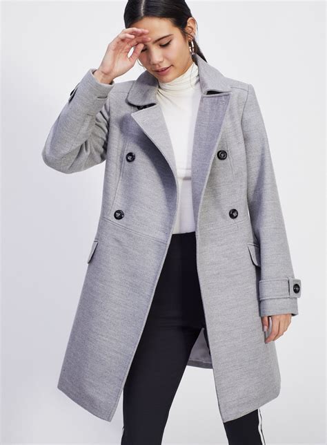 Women's Gray Peacoat Coats & Jackets .